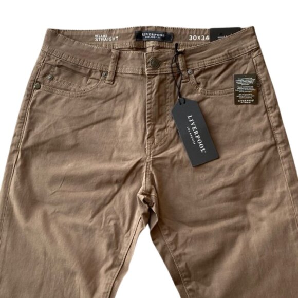 Liverpool Regent Relaxed Straight Jeans Men's 30x34 Cub Brown NWT - Picture 3 of 11